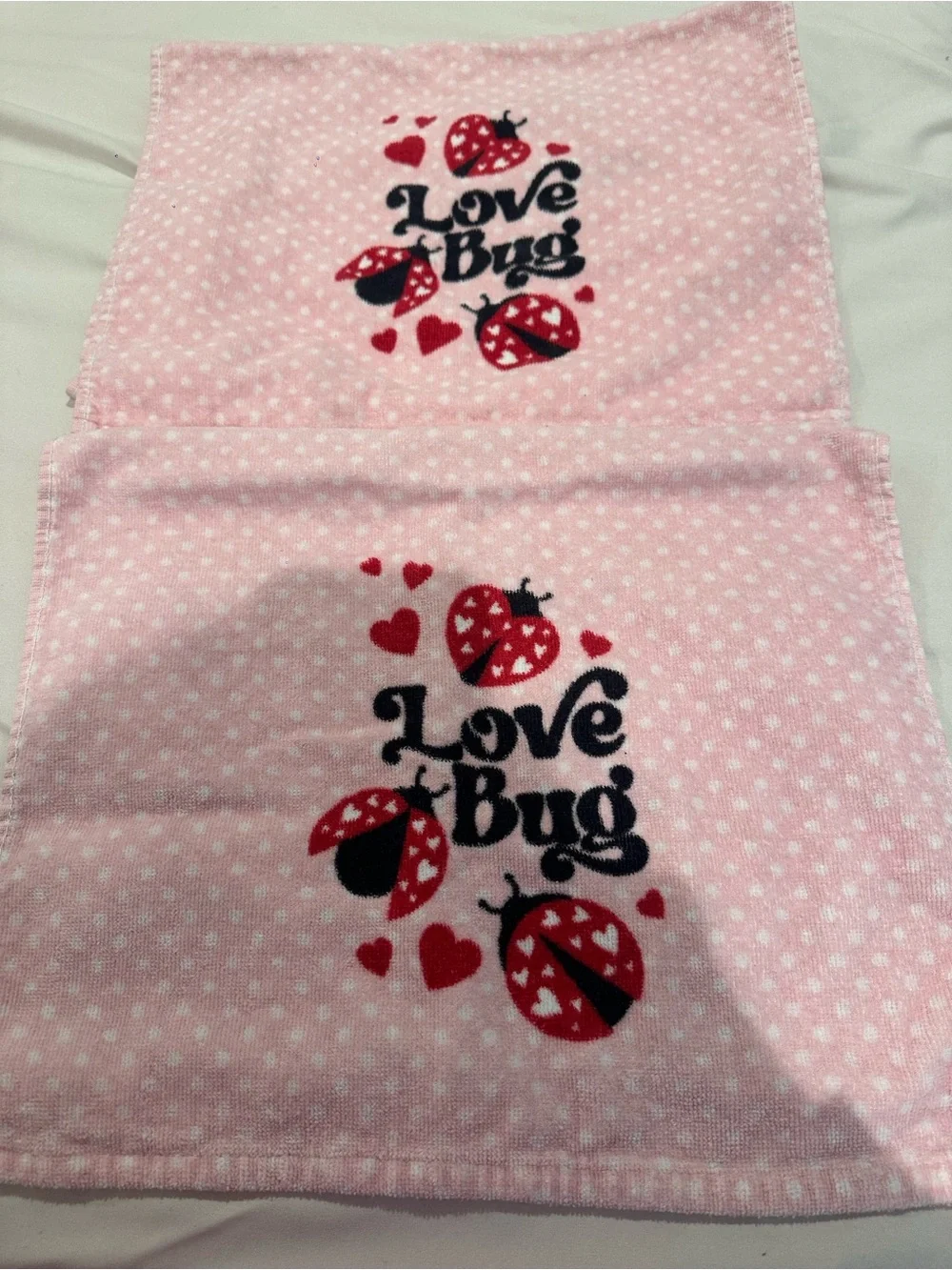 Pink 'Love Bug' Hand Towels